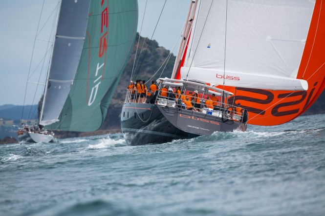 Charter yacht Bliss and superyacht Silvertip - Photo by Jeff Brown