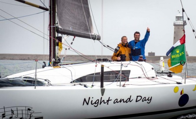 French father and son team of Pascal and Alexis Loison, became the first ever doublehanded crew to win the Fastnet Challenge Cup and the Rolex Fastnet Race overall in 2013. They will be back to defend their title this year.  Night and Day, JPK 10.10 © Rolex/Kurt Arrigo