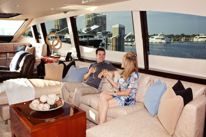 Interior of luxury charter yacht ALGORYTHM