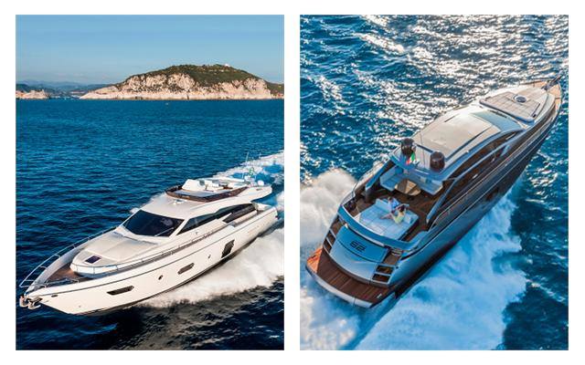 Luxury motor yacht Ferretti 750 and Pershing 62 Yacht