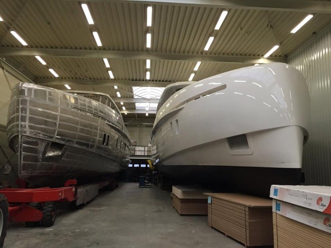 Luxury motor yacht S-78 at Storm Yachts alongside S-65 Yacht
