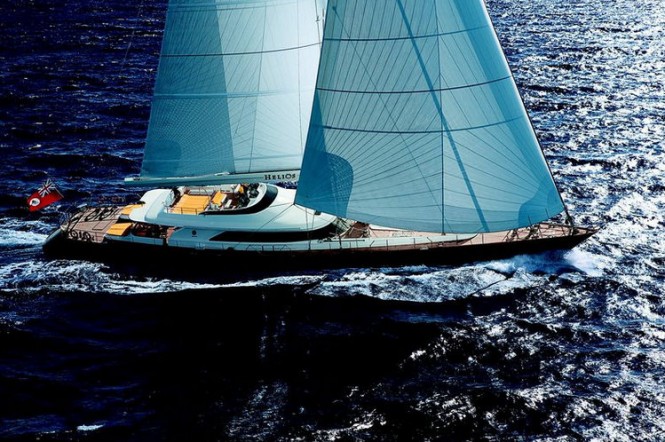 Luxury yacht Helios under sail