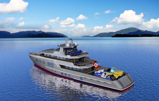 Ocean Series 125 STX Explorer Yacht Concept - aft view
