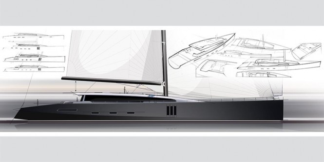 46m superyacht Affinity concept by Matthew Bishop - Sketch