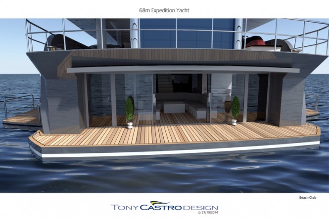 68m Tony Castro Luxury Yacht Concept - Beach Club