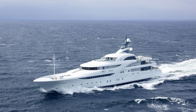 82m Blohm and Voss superyacht GRACEFUL under sea trials - Repair Lille Belt Denmark