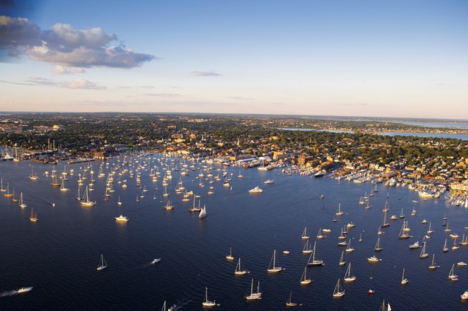 A birds-eye view of Newport Harbor. (Photo Credit Onne van der Wal)