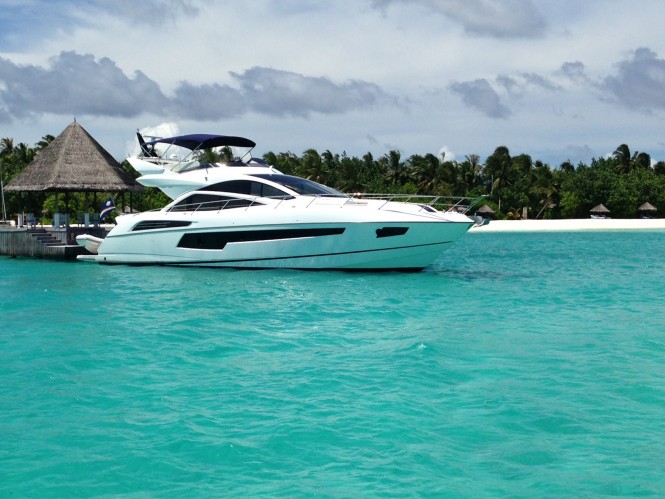 A luxury motor yacht in the Maldives