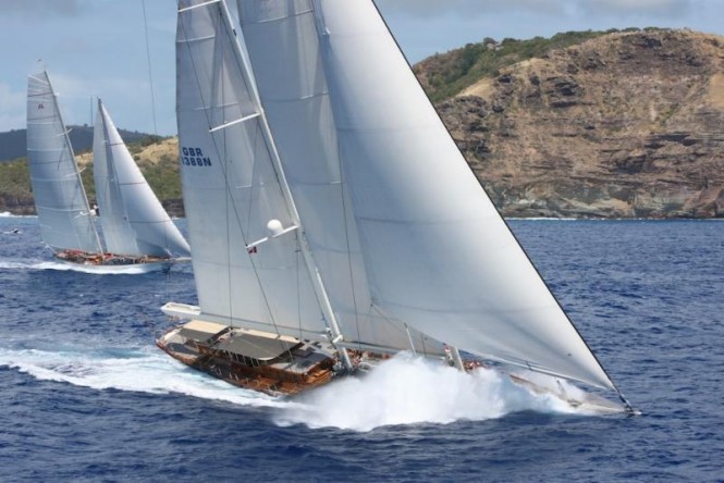 Adela and Athos, the two gigantic schooners racing in the Superyacht Class are enjoying a 'pistols at dawn'  multiple tacking duel - ©RORC/Tim Wright/Photoaction.com 