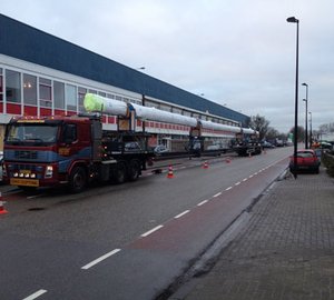 Mast for J Class J8 Yacht arrives at Holland Jachtbouw