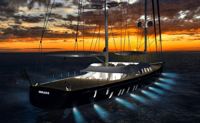 Helios Yacht Concept by night