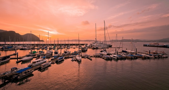 Langkawi harbor at sunset - Photo credit to Asia Pacific Superyachts Langkawi harbor at sunset - Photo credit to Asia Pacific Superyachts