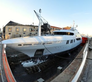 Mega yacht ANDREAS L and superyacht RAHIL under refit at T. Mariotti Shipyard