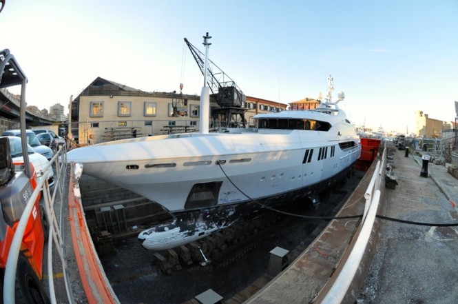 Luxury charter yacht Andreas L under refit at T. Mariotti Shipyard
