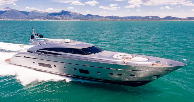 Luxury motor yacht AB116 underway