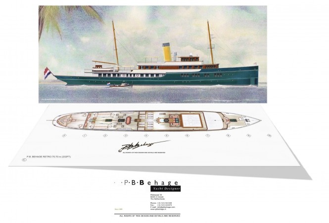 Luxury super yacht Retro 70.70m concept by PB Behage