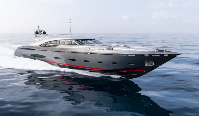 Luxury superyacht AB140 underway