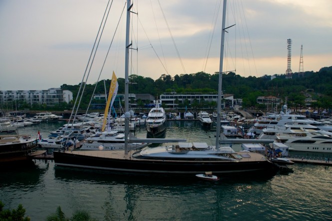 Luxury yachts on display at the 2014 Singapore Yacht Show