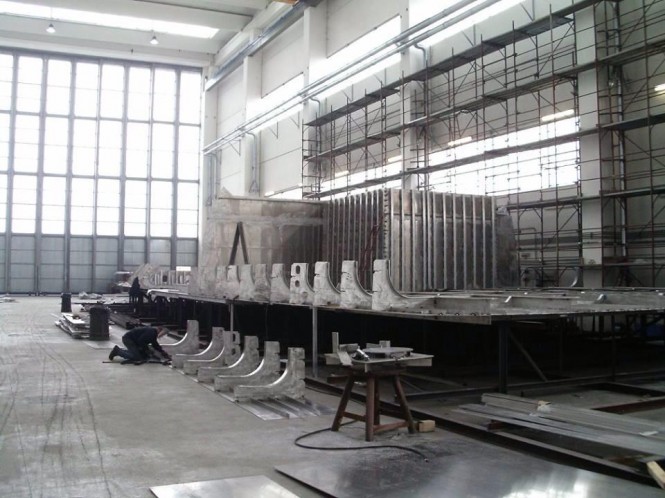 Motor yacht Hull FR031 by Rossinavi under construction