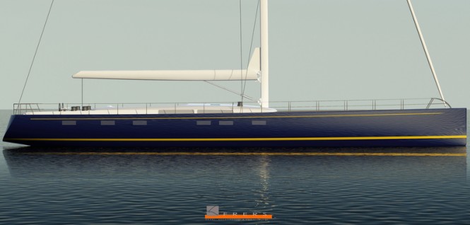 Rendering of the 33m Yachting Developments superyacht Hull 1012