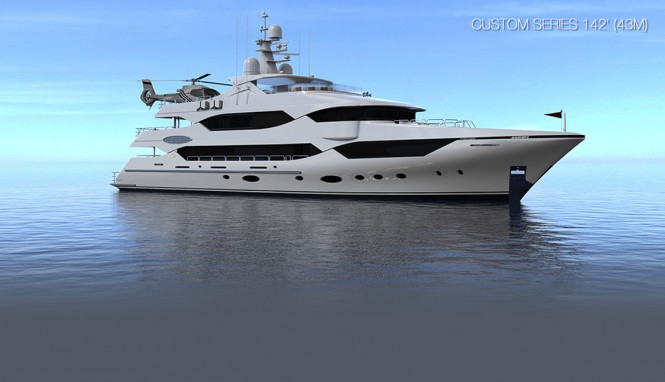 Rendering of the 43m Custom Series Yacht by Christensen Shipyards