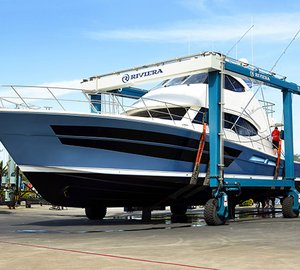 Launch of Riviera 77 Enclosed Flybridge motor yacht LIFE SERENITY 