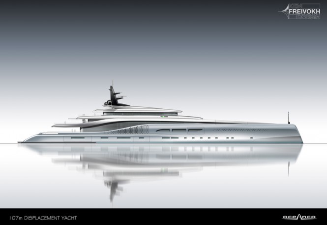 107m mega yacht Stiletto concept by Oceanco and Ken Freivokh - Profile