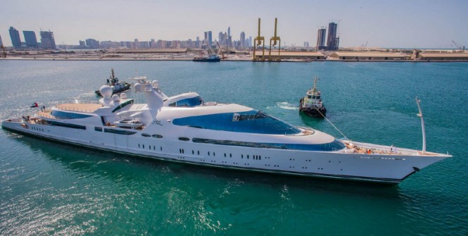 141m ADM mega yacht YAS with interior outfitting by Greenline Yacht Interiors