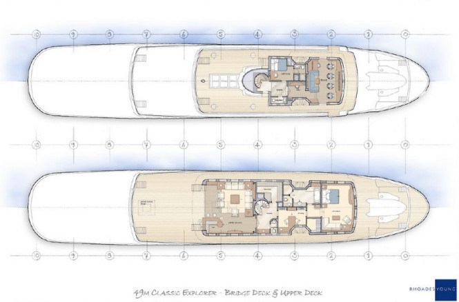 49m Rhoades Young Classic yacht concept - Bridge Deck & Upper Deck
