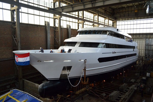 60m motor yacht Katina (hull 524) ready to be launched - Photo by Brodosplit