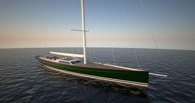 A rendering of the Baltic 175 superyacht Pink Gin VI to feature a complete rig package by Rondal 