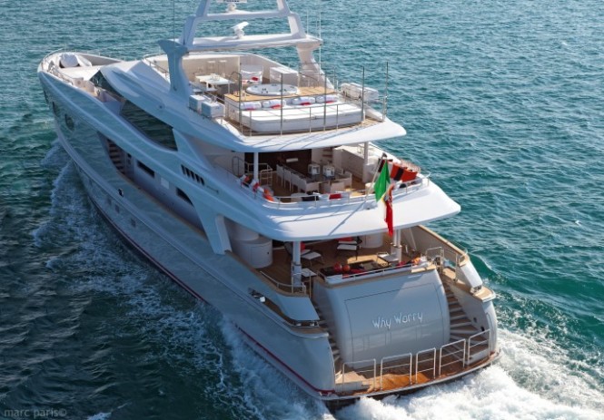 Baglietto 43 superyacht Why Worry with interior design by Saaranha&Vasconcelos