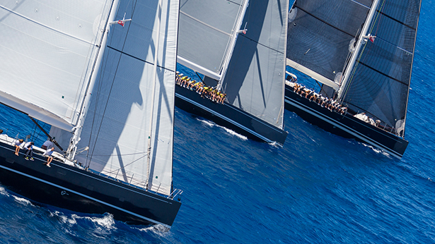 Cape Arrow, Freya and P2 yachts cross the finish line. Photo by Carlo Borlenghi