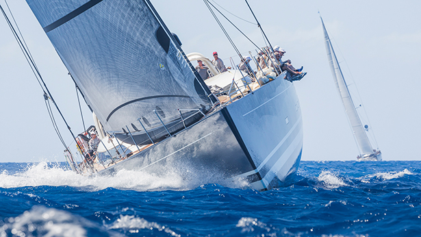 Charter yacht P2 races hard on the final beat. Photo by Boat International and YCCS
