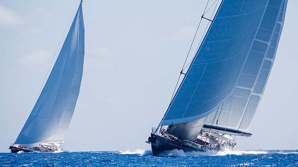 Close competition between Marie and Wisp yachts on Day One. Photo by Boat International and YCCS on Day One