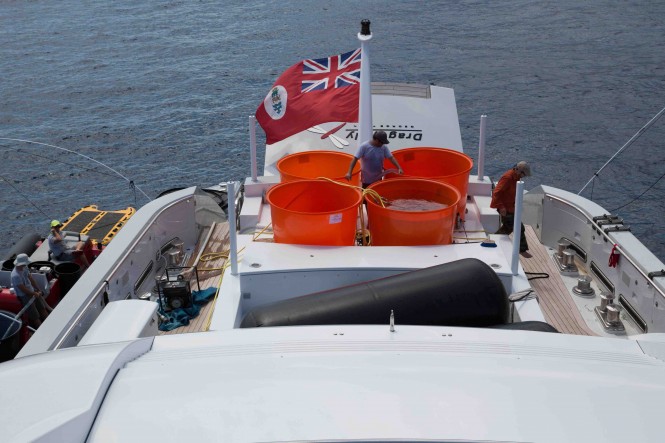 Discharging Fresh Water aboard Dragonfly Yacht