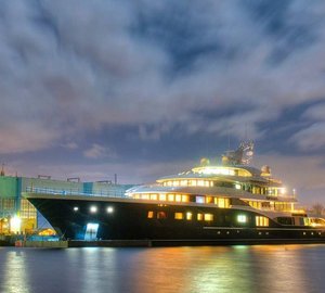Photos of 101m Feadship mega yacht SYMPHONY (hull 808) leaving the shipyard
