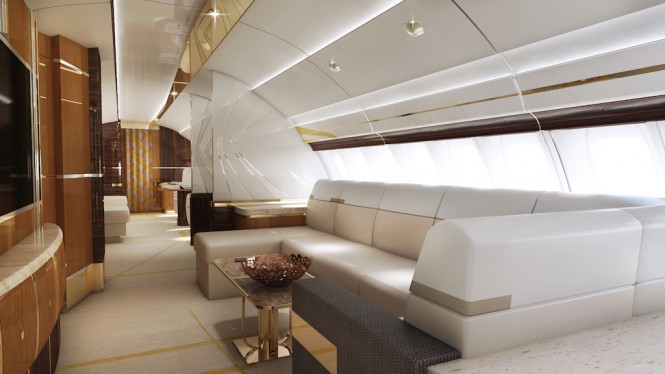 Greenpoint Boeing 747-8  Private Jet Airplane Upperdeck Lounge - Image credit to Greenpoint Technologies