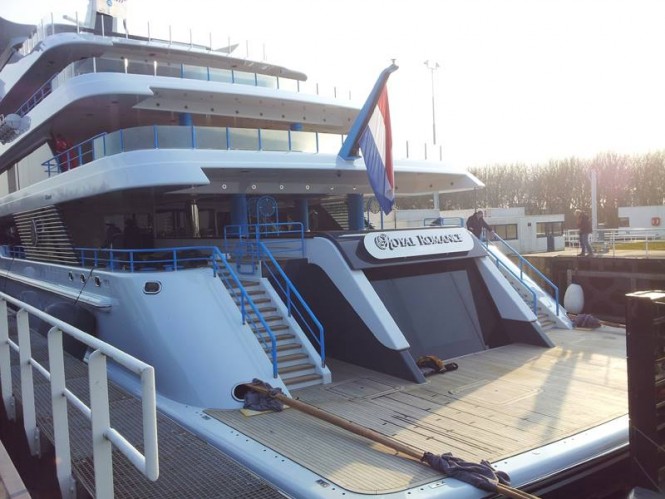 Luxury motor yacht Royal Romance - aft view - Image credit to Sailing Nature
