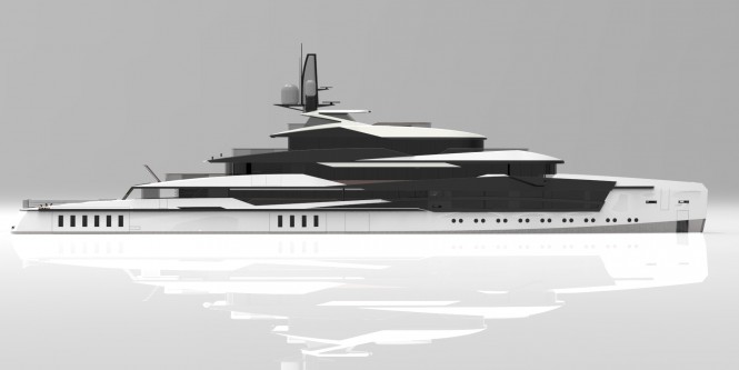 Luxury motor yacht V+A project - side view