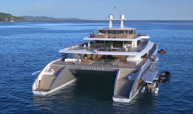 Luxury yacht Manifesto concept - aft view