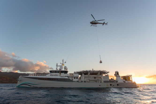 Luxury yacht support vessel Umbra helping Vanuatu