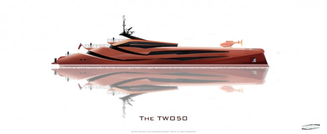 McDiarmid mega yacht The TWO50 concept - axe bow