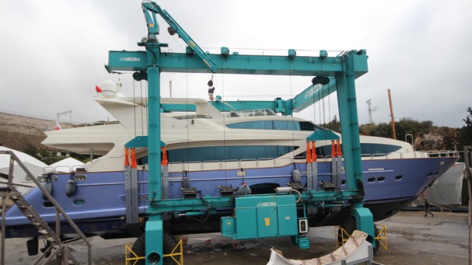 Motor yacht Corona under refit at KRM Yacht