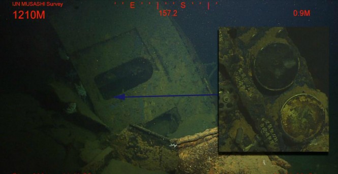 One of the first images of the wreck captured by the Octo ROV from superyacht Octopus - this photo is likely of the inside of a breach are for one of the Musashi's huge turrets