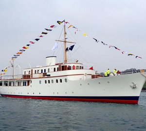 Re-launch of 50m classic motor yacht MALAHNE at Pendennis Shipyard