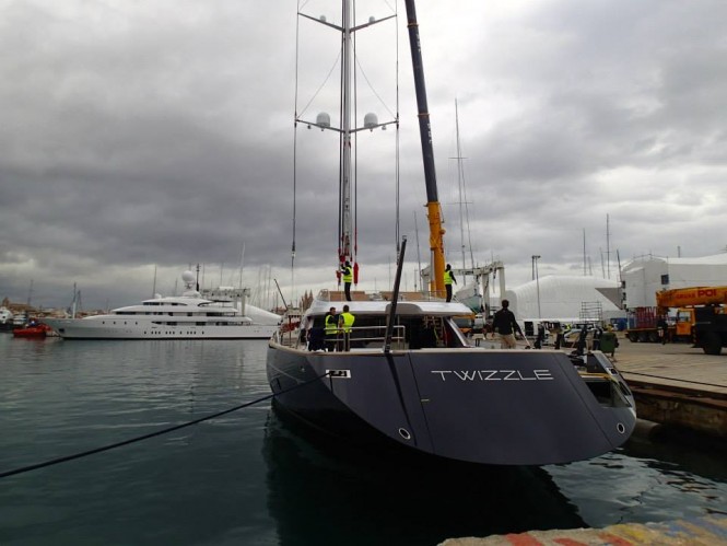 Re-step of luxury yacht Twizzle - aft view