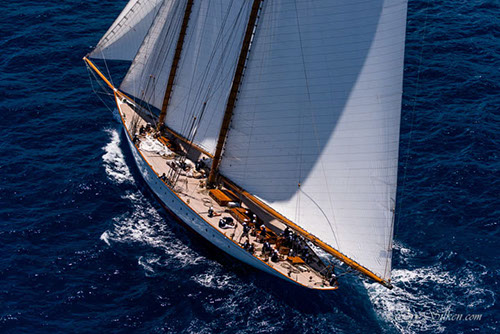 Sailing yacht Elena during the St. Barth's Bucket Regatta 2015 - Image by Cory Silken