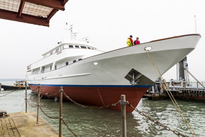 Super yacht Moon Maiden II again on the water