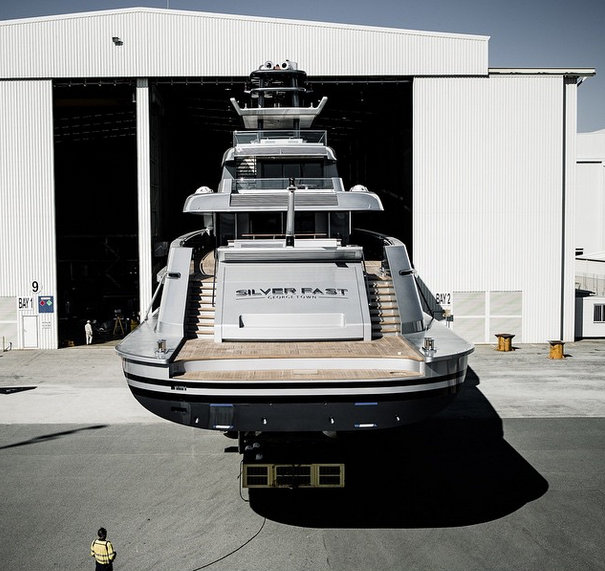 Super yacht Silver Fast - aft view - Photo by Guillaume Plisson and Silver Yachts